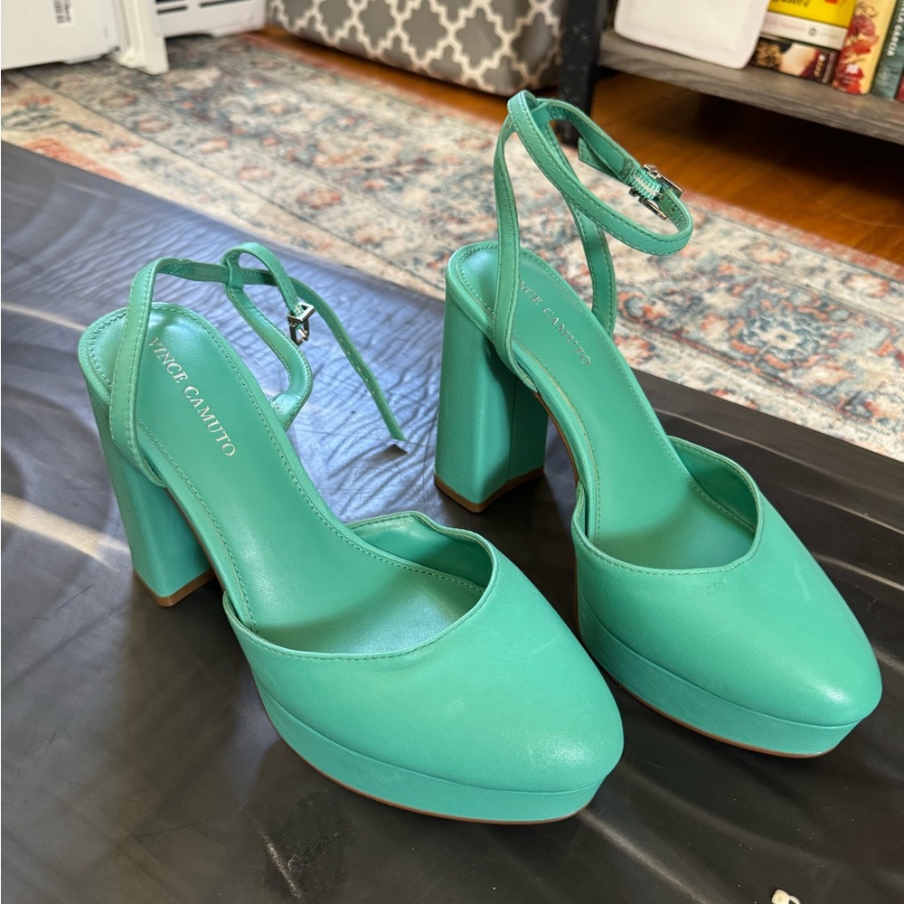 Green leather platforms
